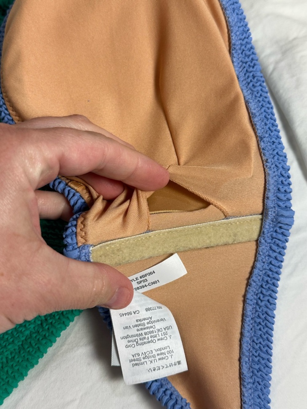 J.Crew Colorblock Bandeau Bikini Set Blue Green O-Ring Top L Bottom M - Picture 12 of 16